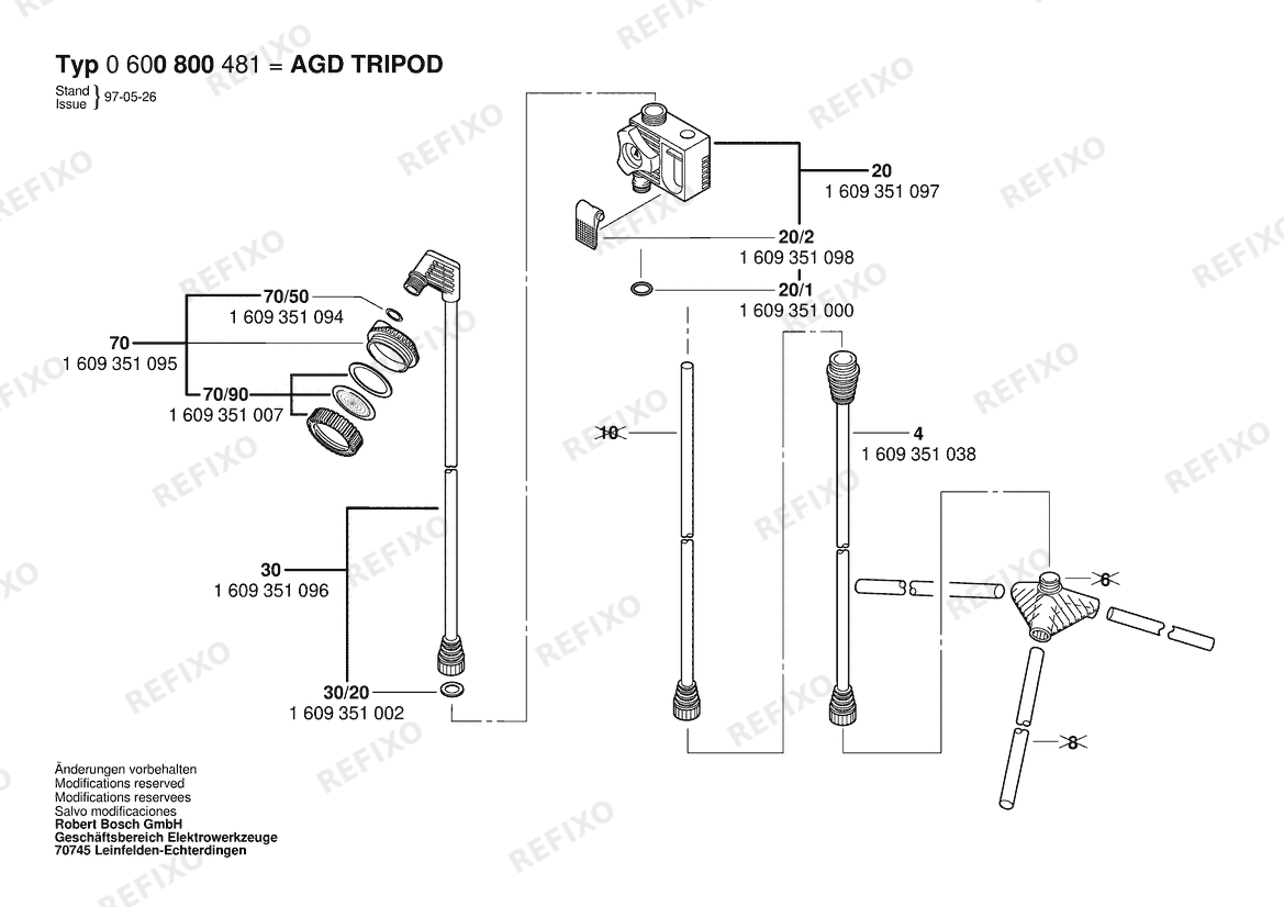 Bosch Dusche AGD TRIPOD (0 600 800 481) — схема запчастей