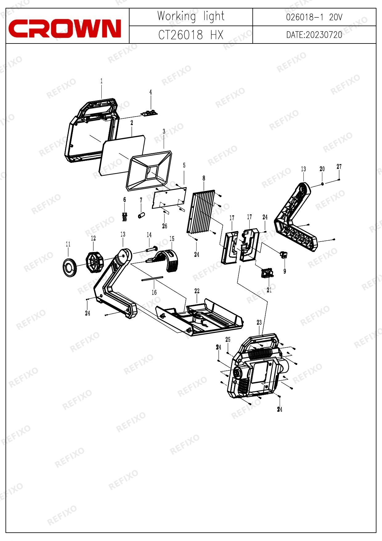 CROWN CT26018HX — схема запчастей