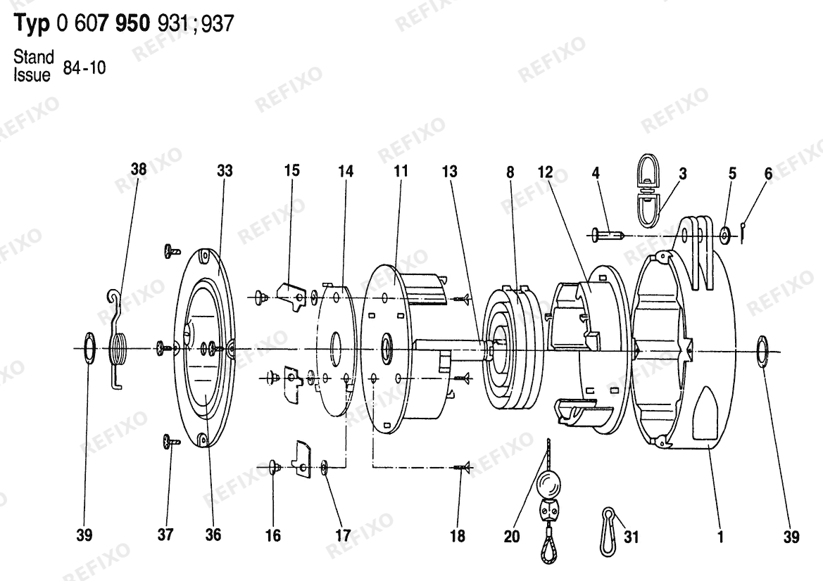 Bosch Federzug BPT (0 607 950 931) — схема запчастей