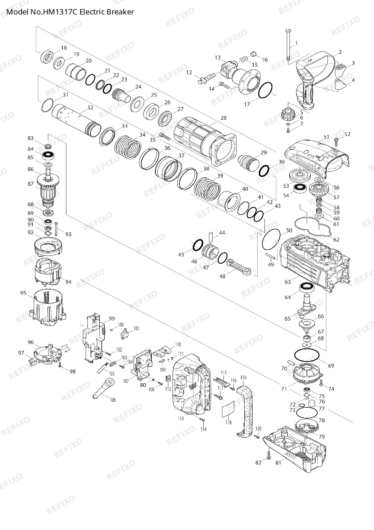 MAKITA HM1317C — схема запчастей