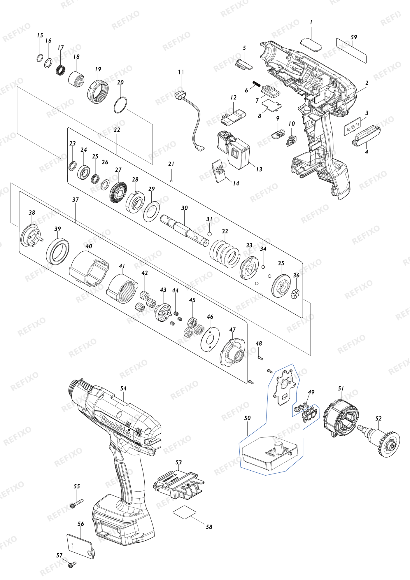 MAKITA DFT129F — схема запчастей