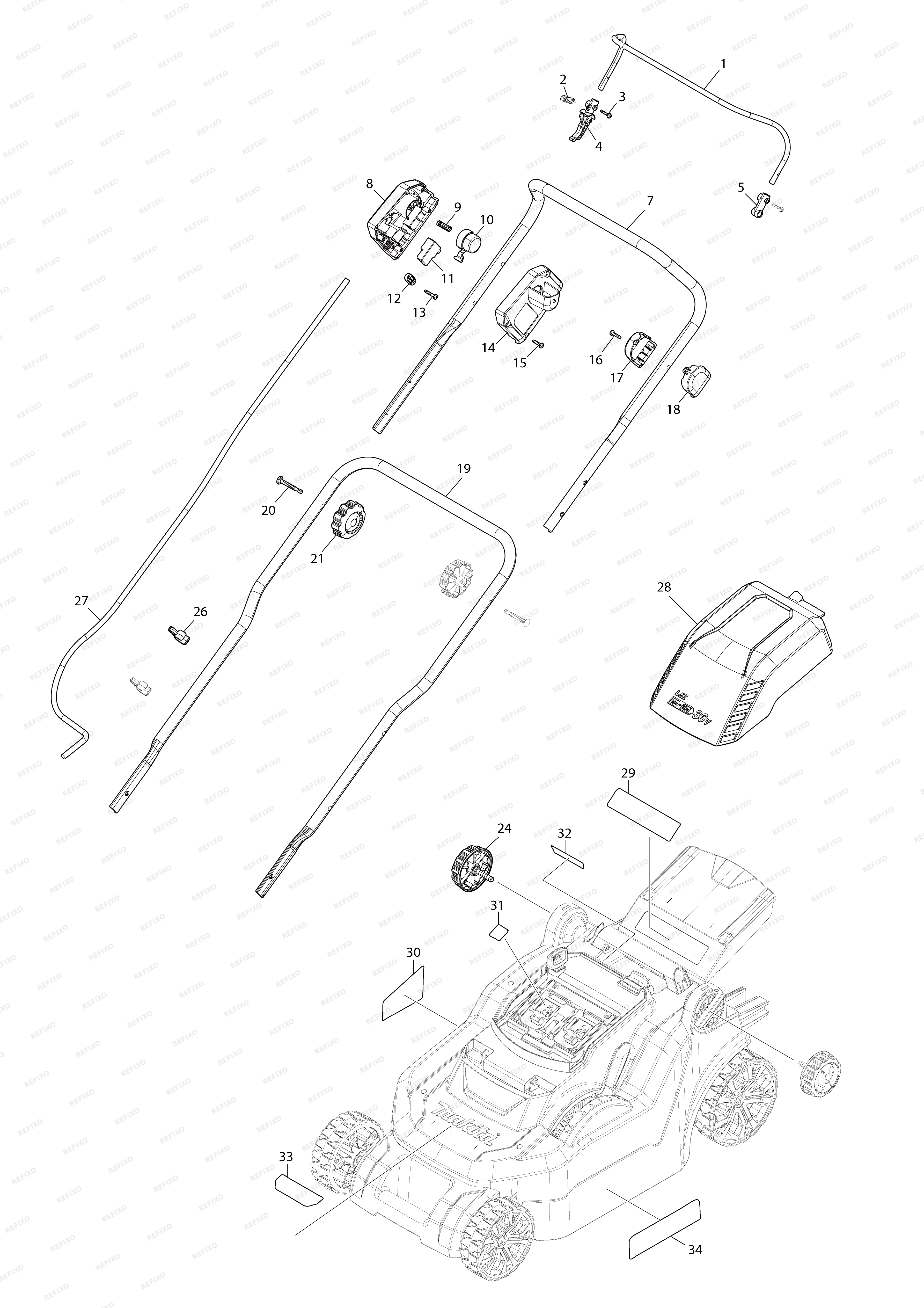 MAKITA DLM382 — схема запчастей