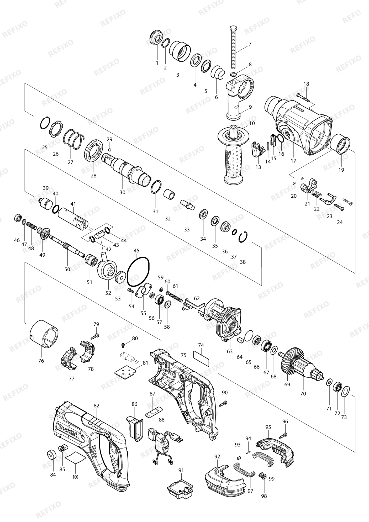 MAKITA DHR241 — схема запчастей