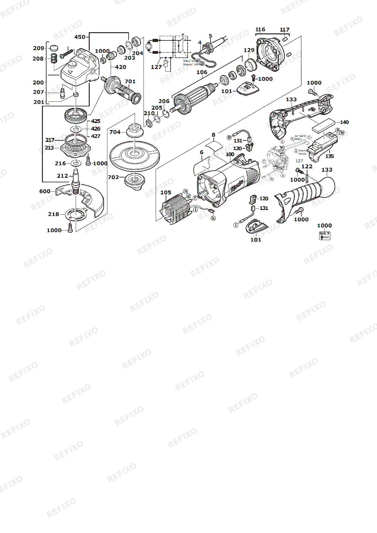 MILWAUKEE AGV17 125XE IN2 4933432230 4000463793 — схема запчастей