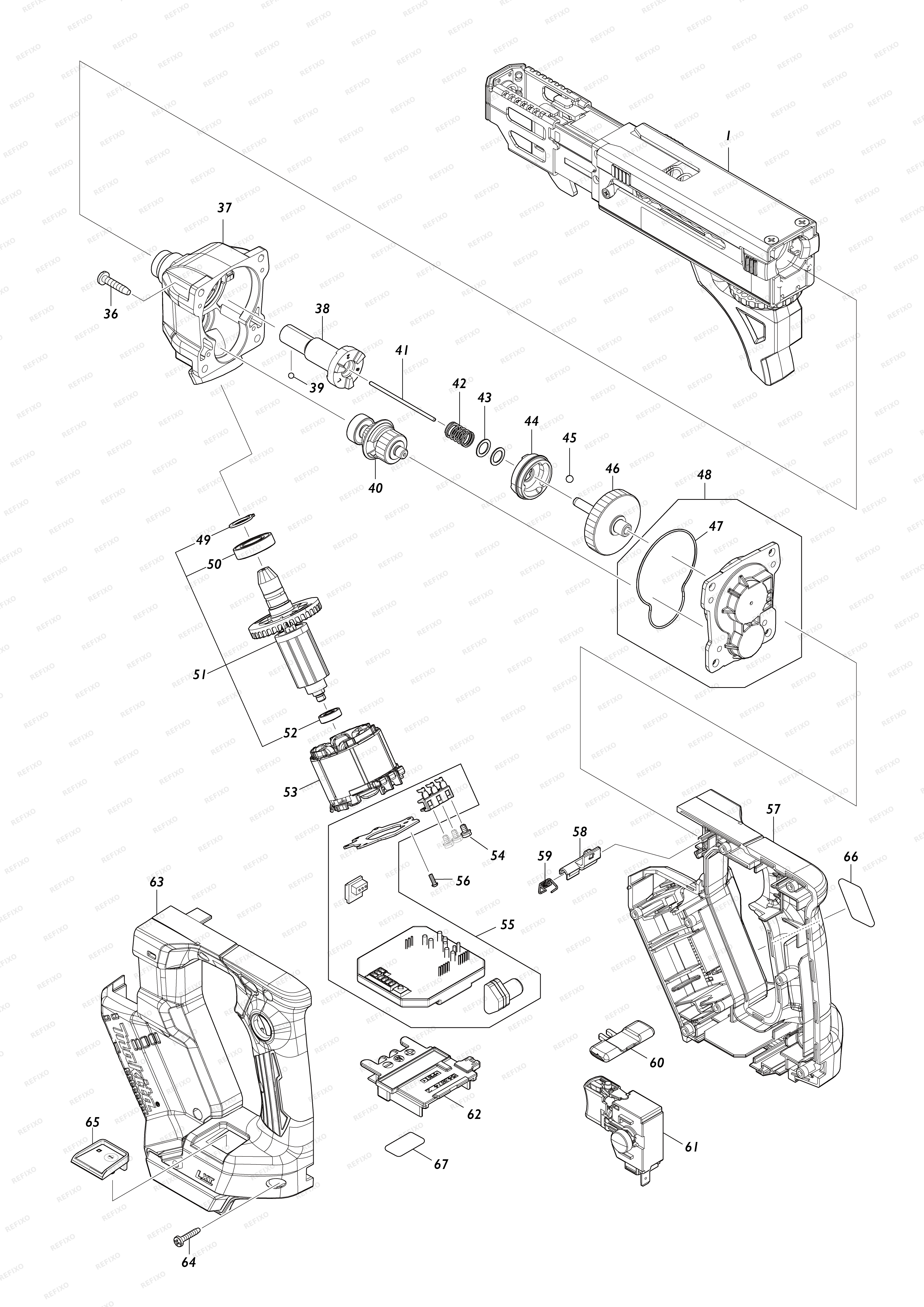 MAKITA DFR551 — схема запчастей