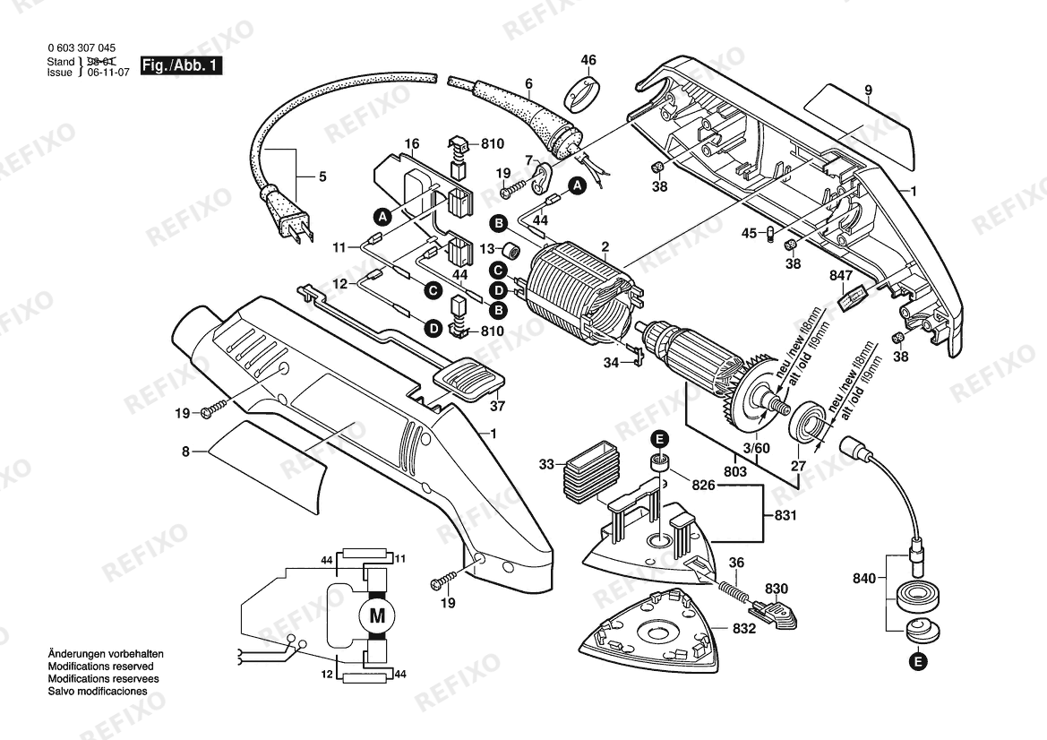 Bosch Deltaschleifer PDA 100 | 115 V (0 603 307 039) — схема запчастей