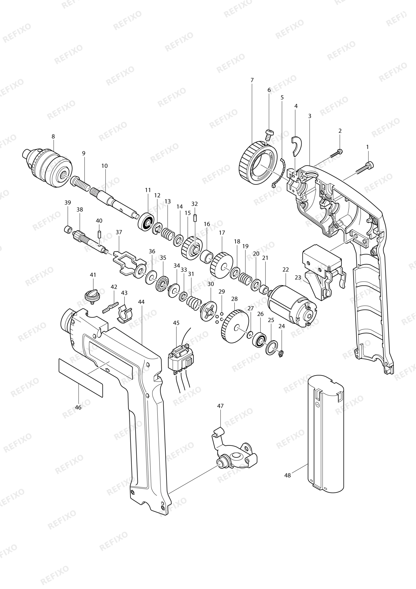 MAKITA 6073D — схема запчастей