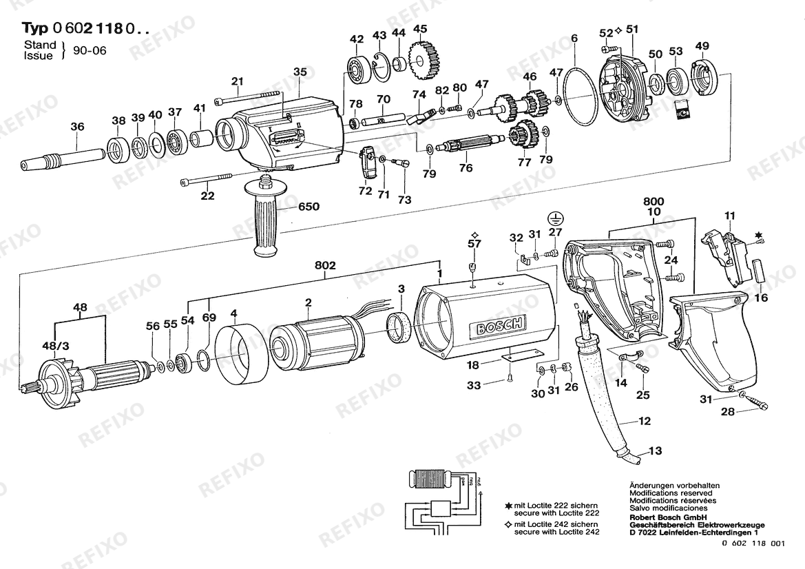 Bosch Hf- дрель High Frequency Drill (0 602 118 005) — схема запчастей