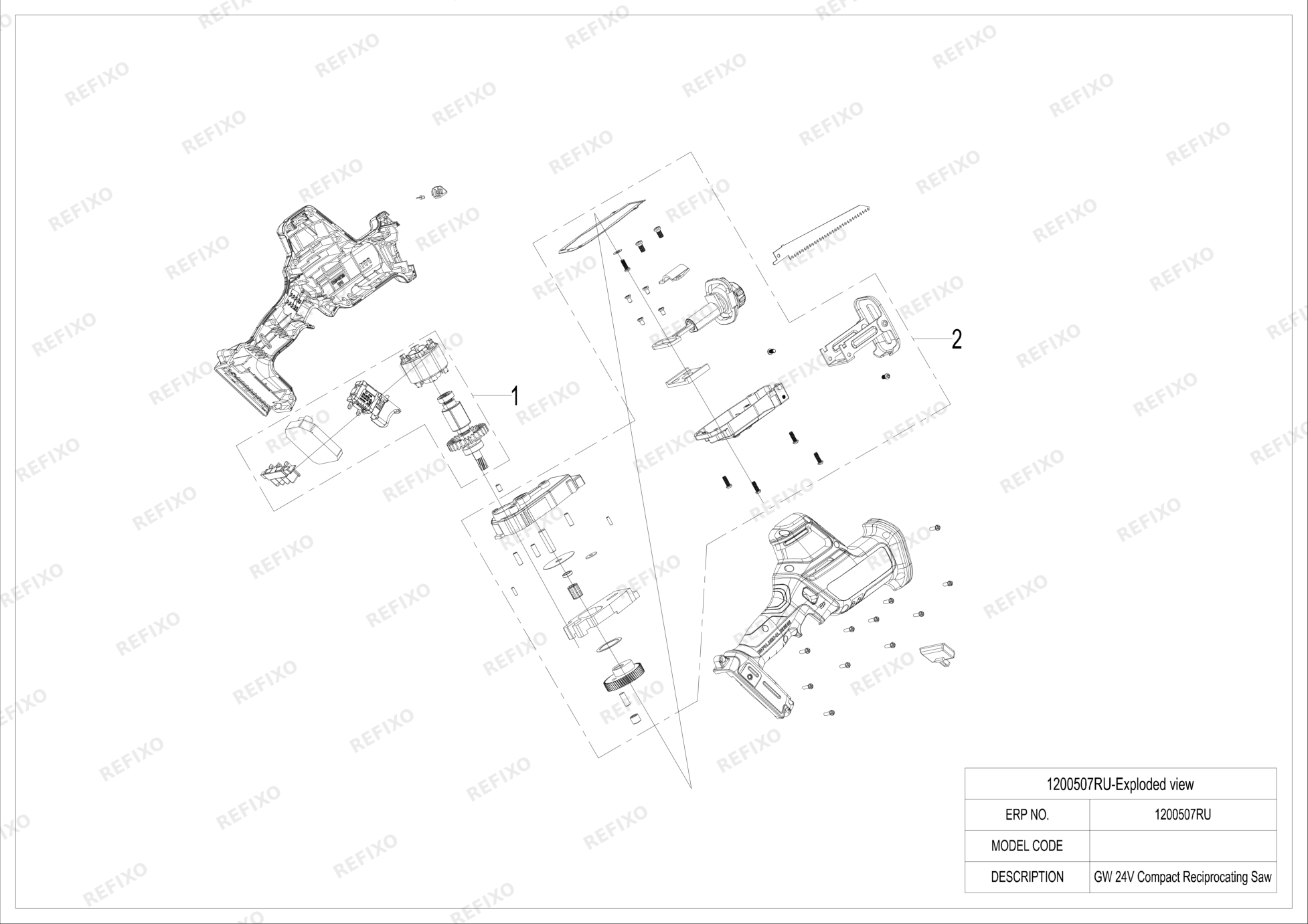 Greenworks 1200507 Exploded view — схема запчастей