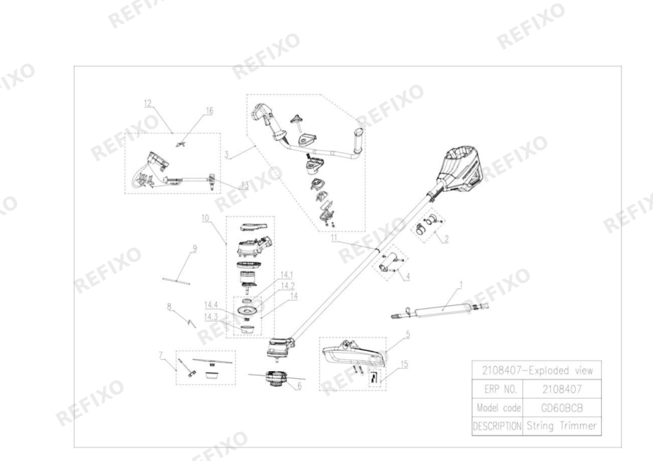 Greenworks 2108407 Exploded view — схема запчастей