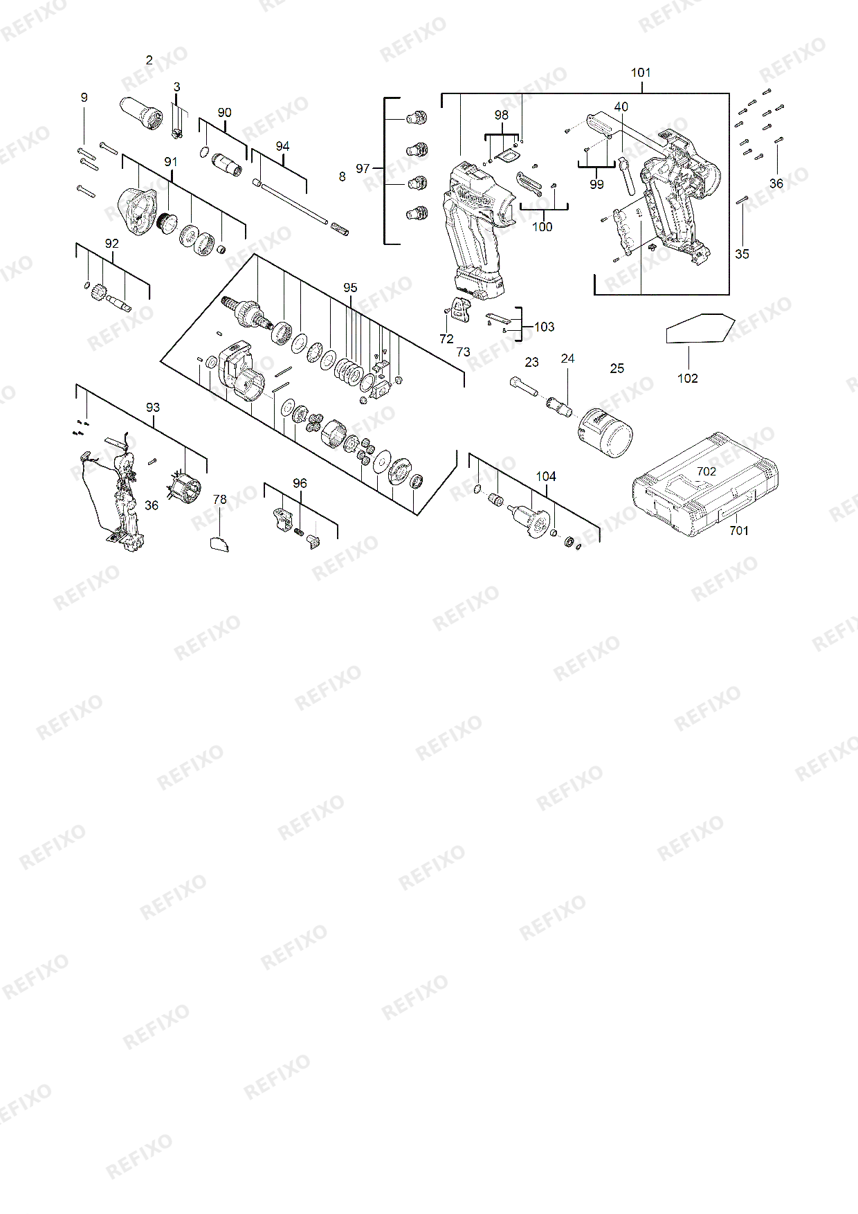 MILWAUKEE M18ONEFPRT 0X 4933478601 4000497598 — схема запчастей