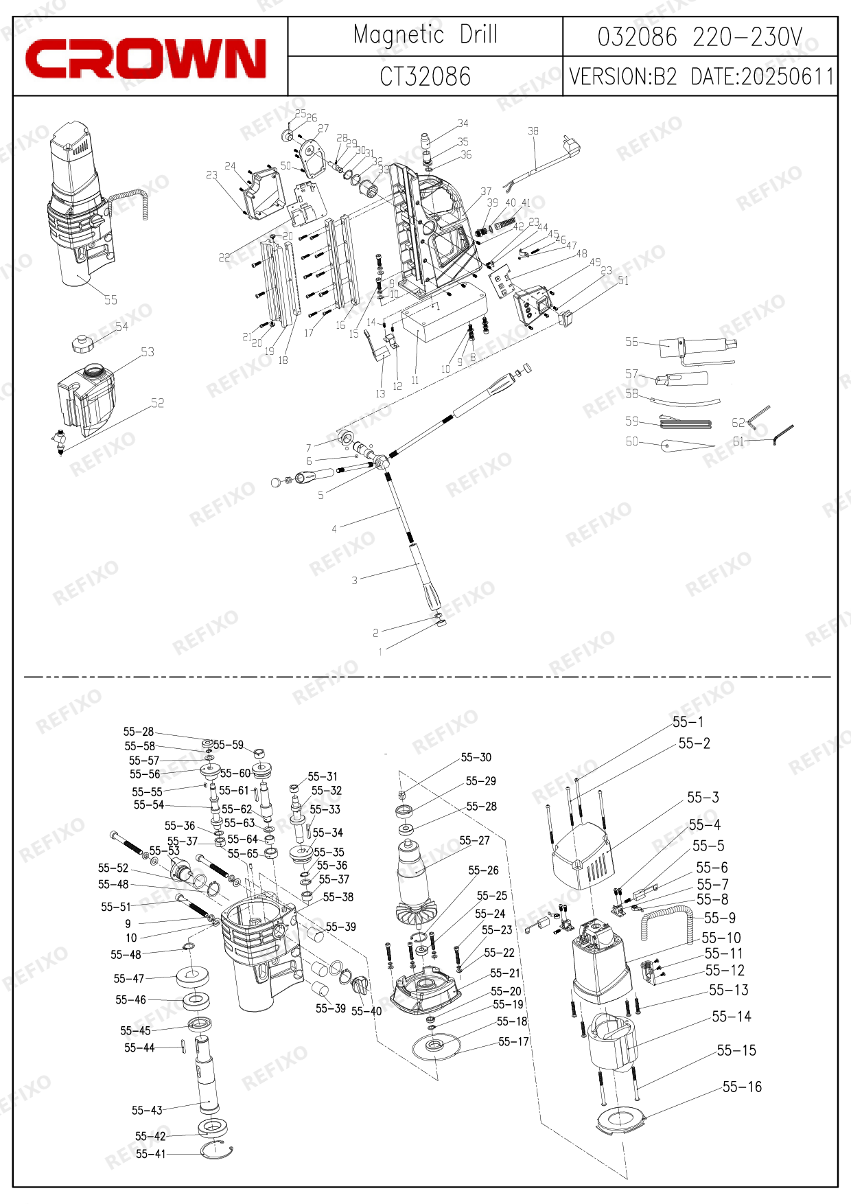 CROWN CT32086 — схема запчастей