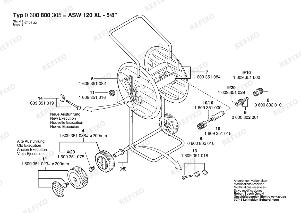 Bosch Schlauchwagen ASW 120 (0 600 800 305) — схема запчастей