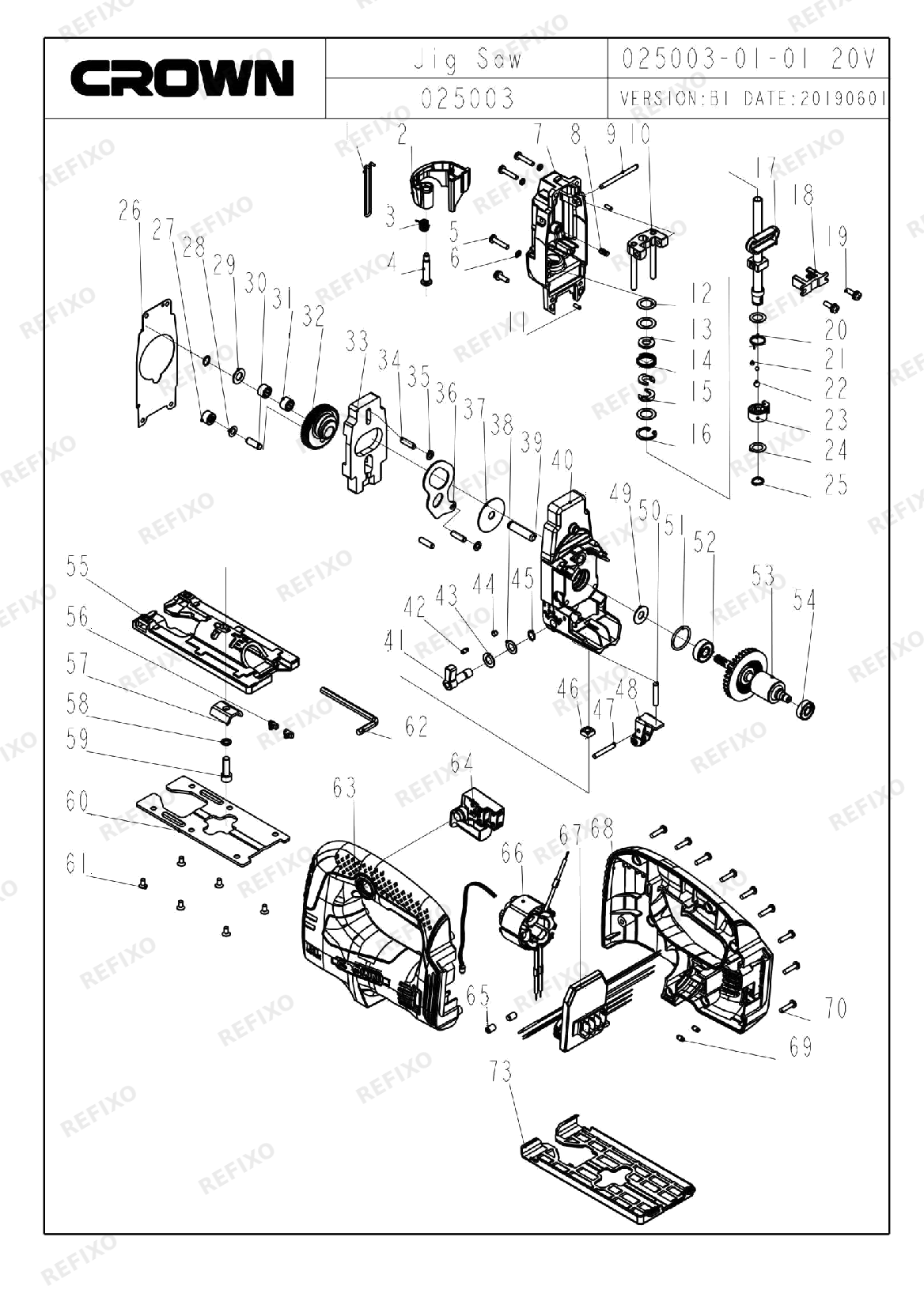 CROWN CT25003HX — схема запчастей
