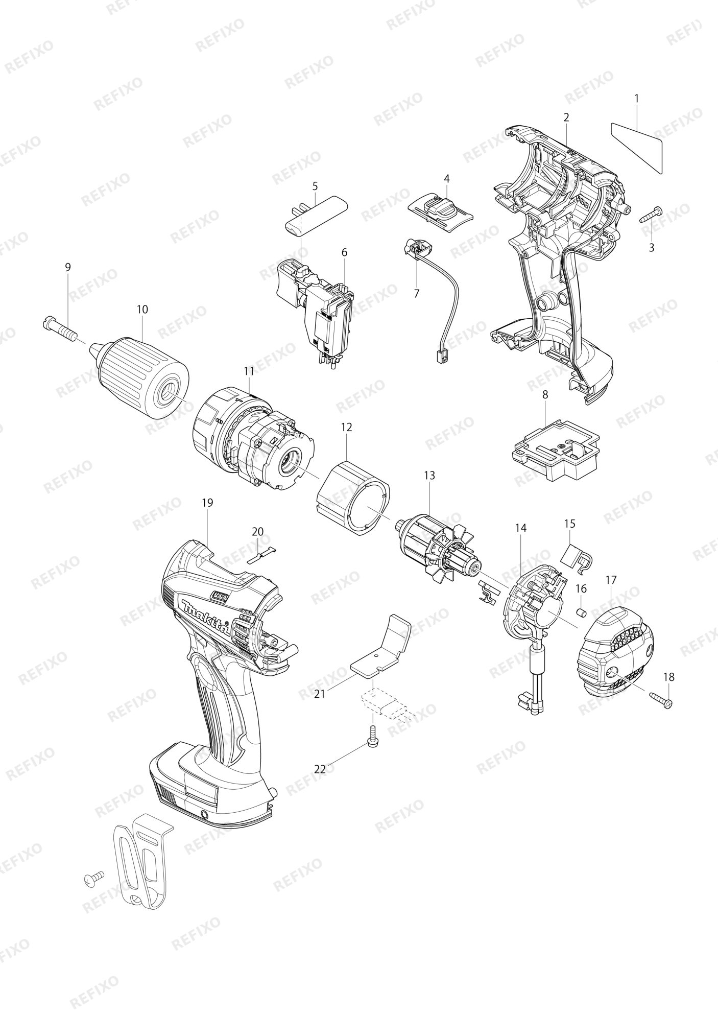 MAKITA BDF446 — схема запчастей