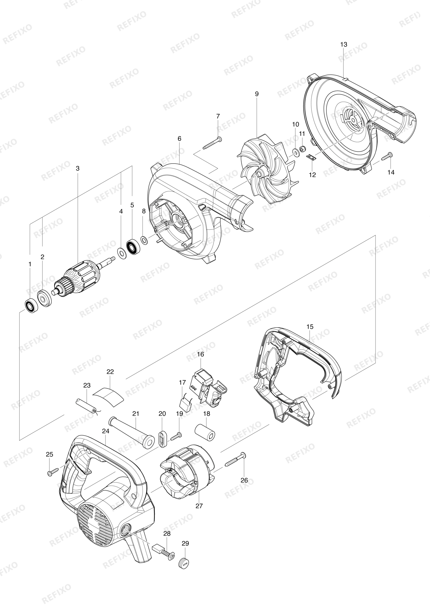 MAKITA UB1103 — схема запчастей