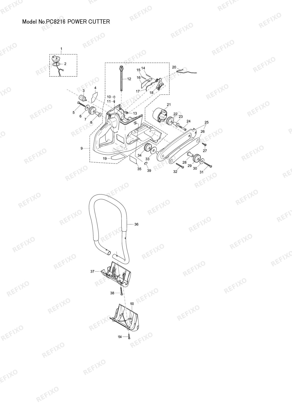 MAKITA PC 8216 — схема запчастей
