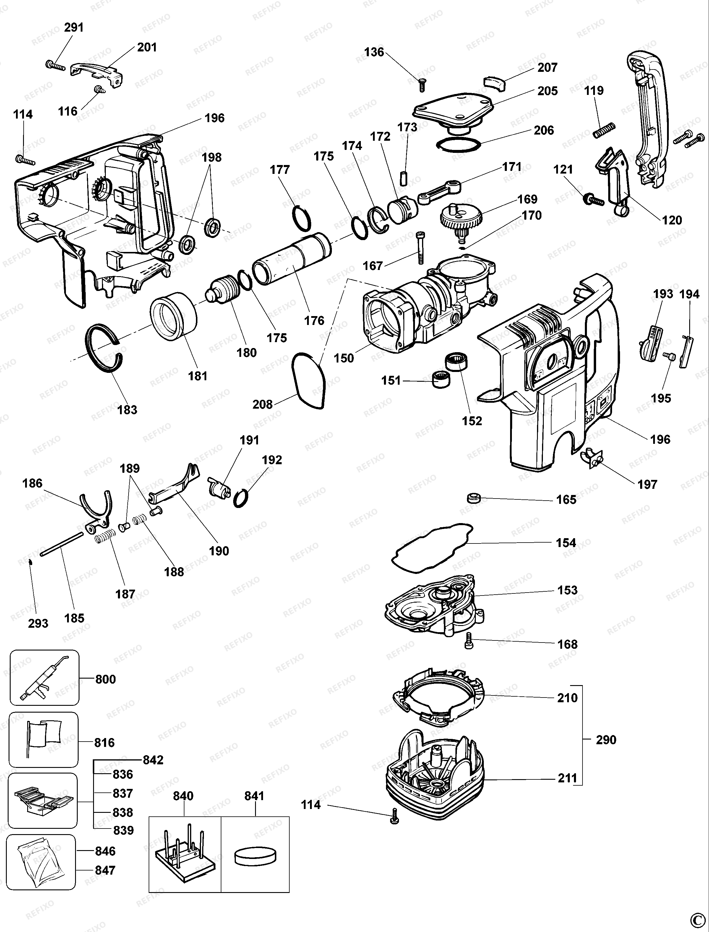 DeWalt ОТБОЙНЫЙ МОЛОТОК SH50EK — схема запчастей