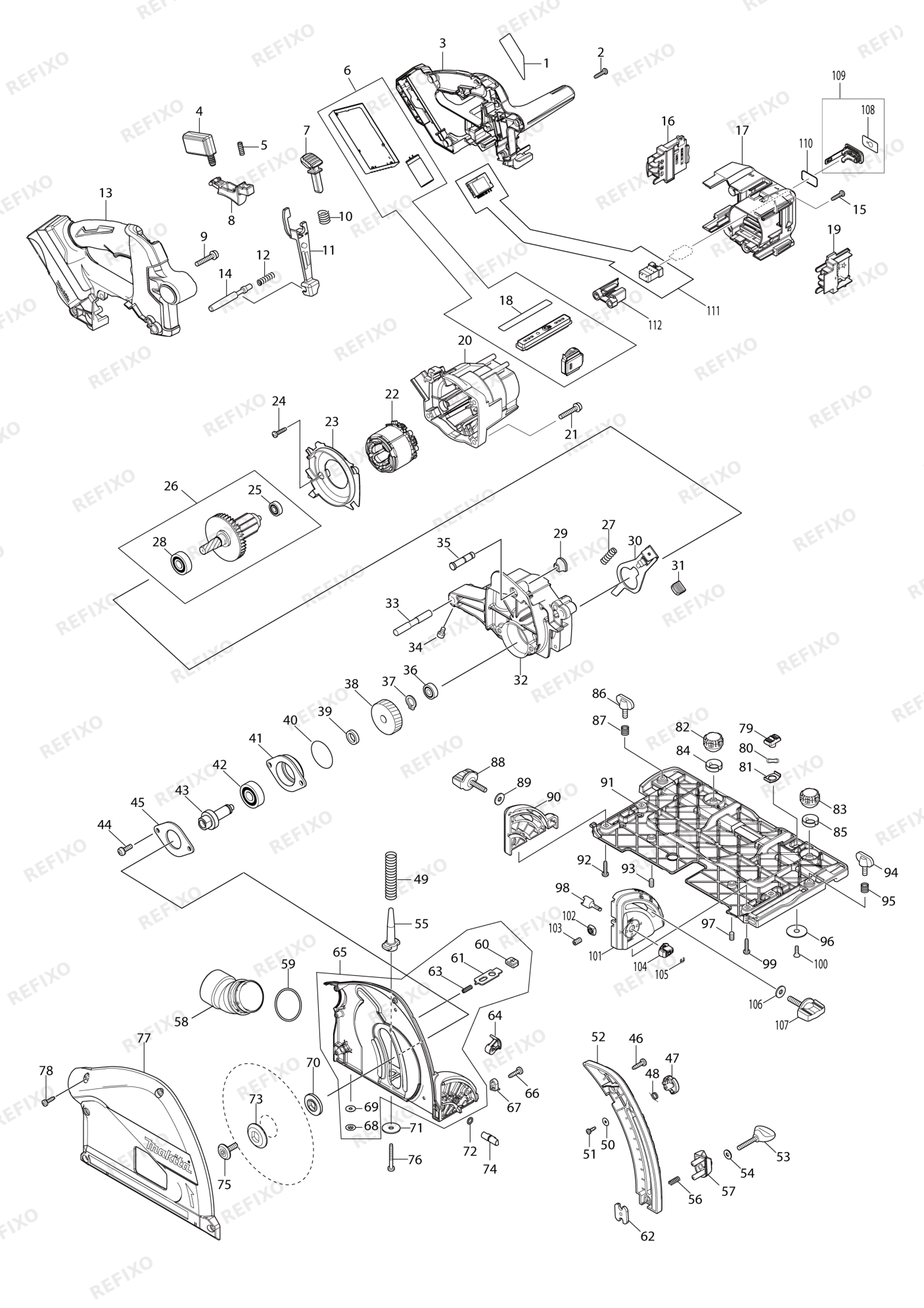 MAKITA DSP601 — схема запчастей