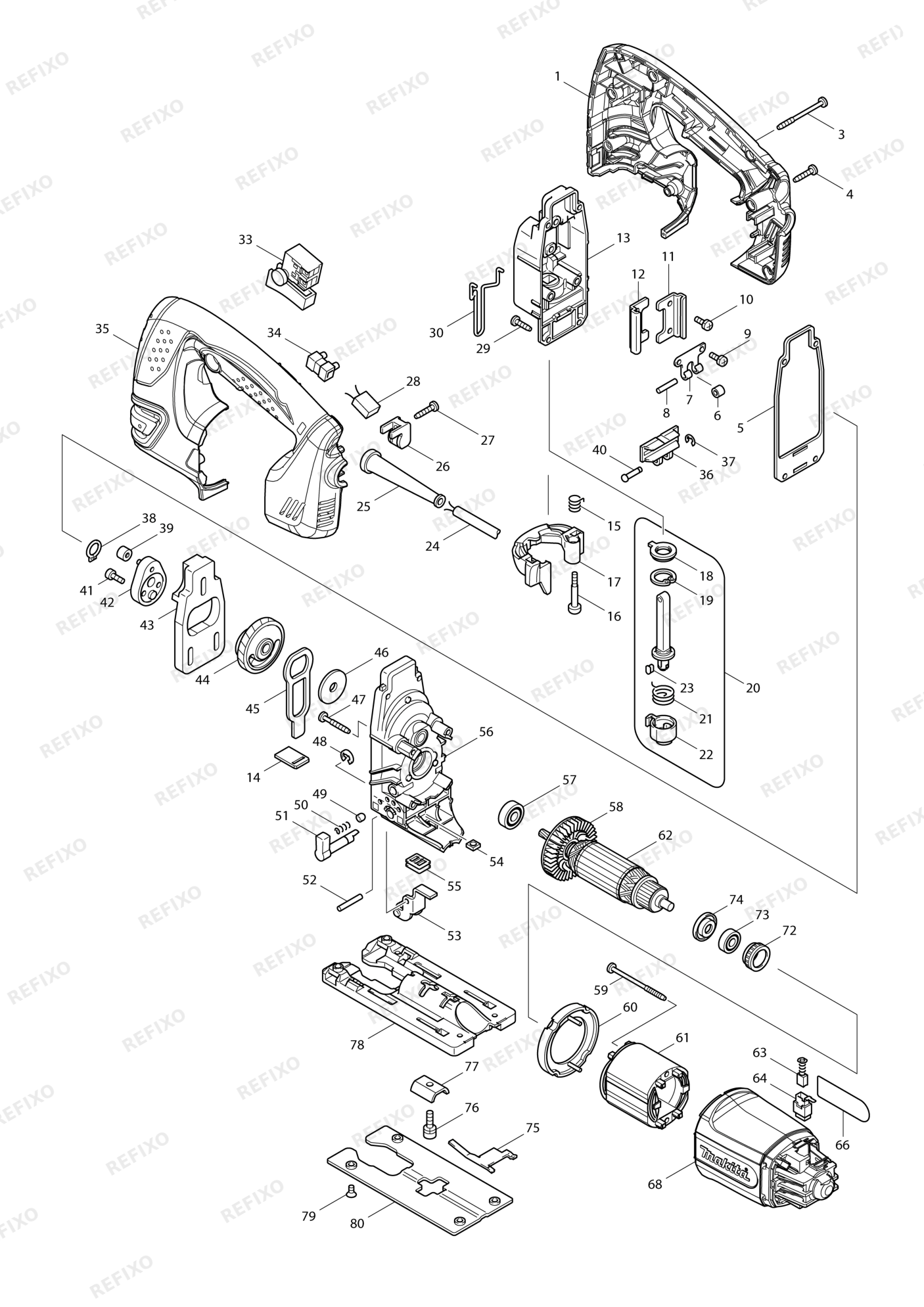 MAKITA 4350T — схема запчастей