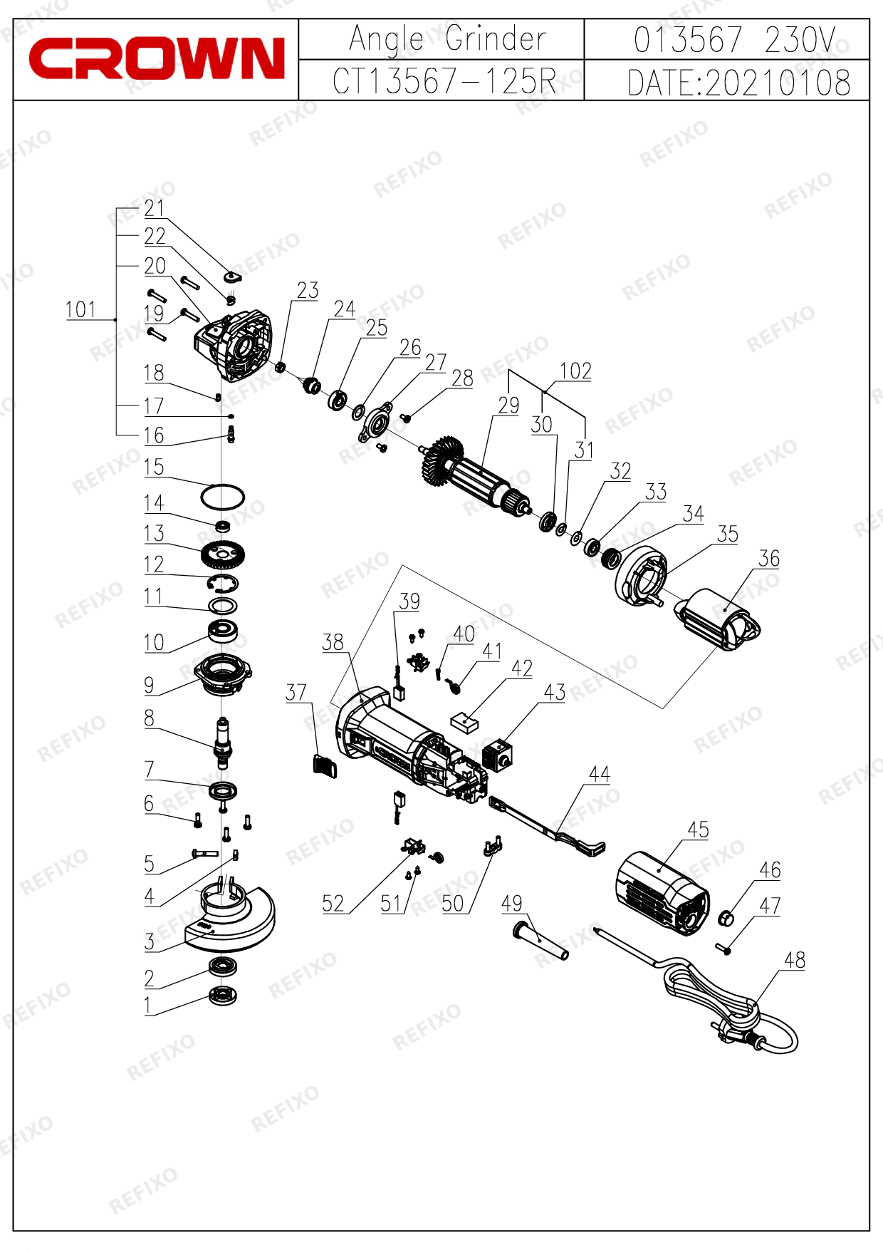 CROWN CT13567 125R — схема запчастей