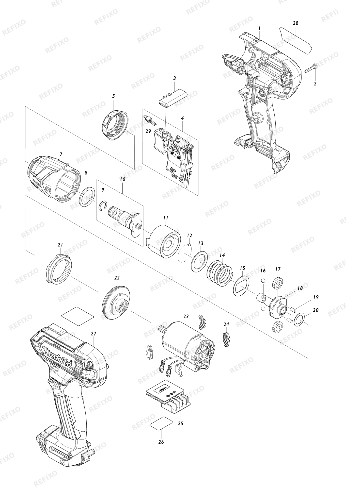 MAKITA TW141D — схема запчастей