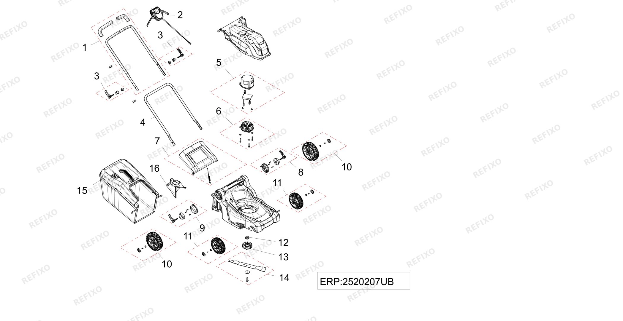 Greenworks 2521007RU -Exploded view — схема запчастей