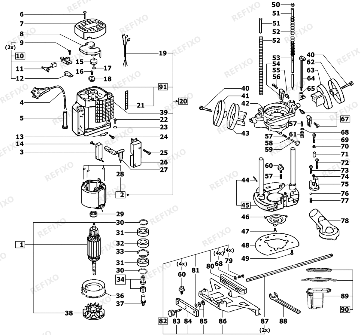 Festool OF 20001 - фрезер 489912 — схема запчастей