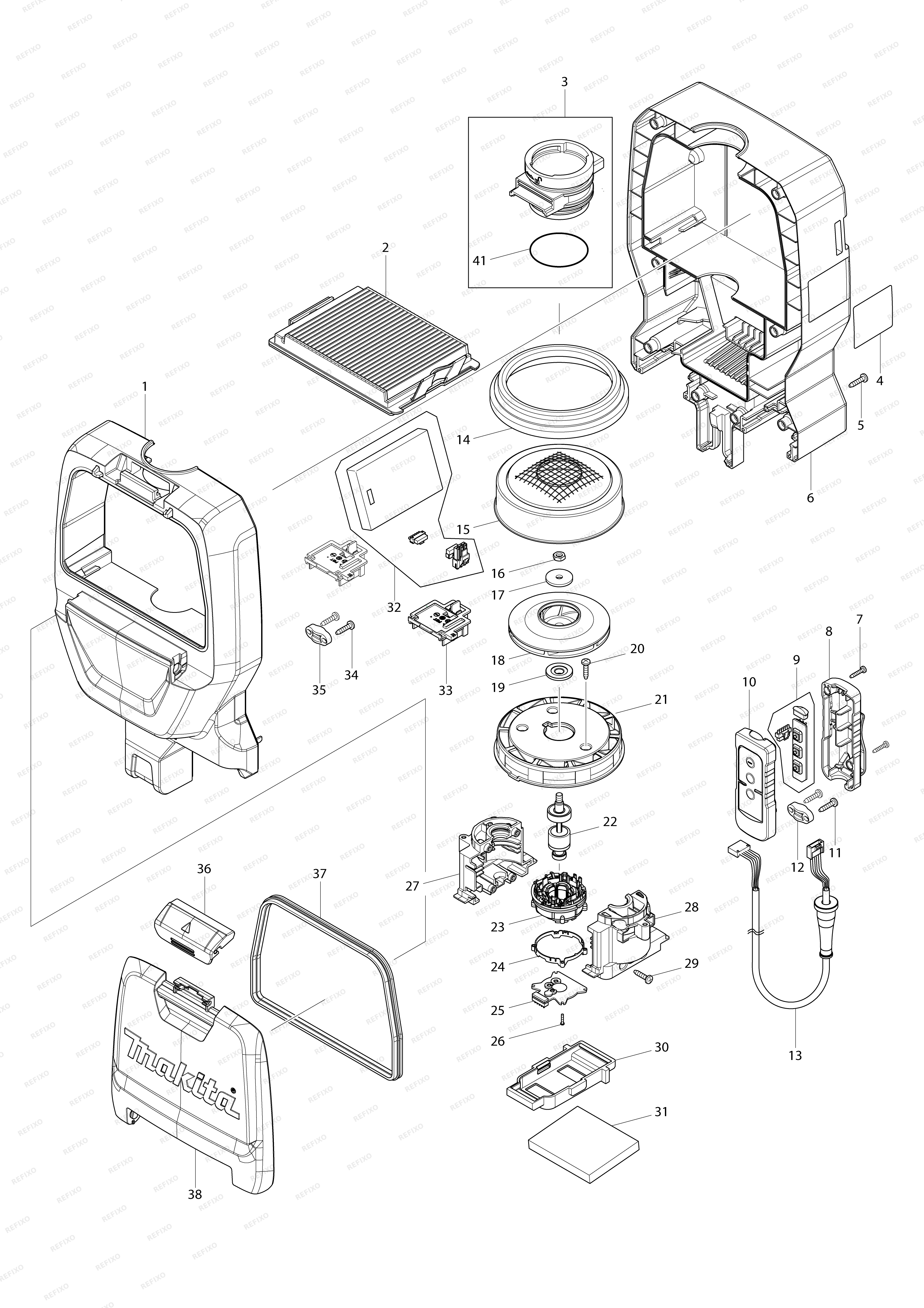 MAKITA DVC260 — схема запчастей