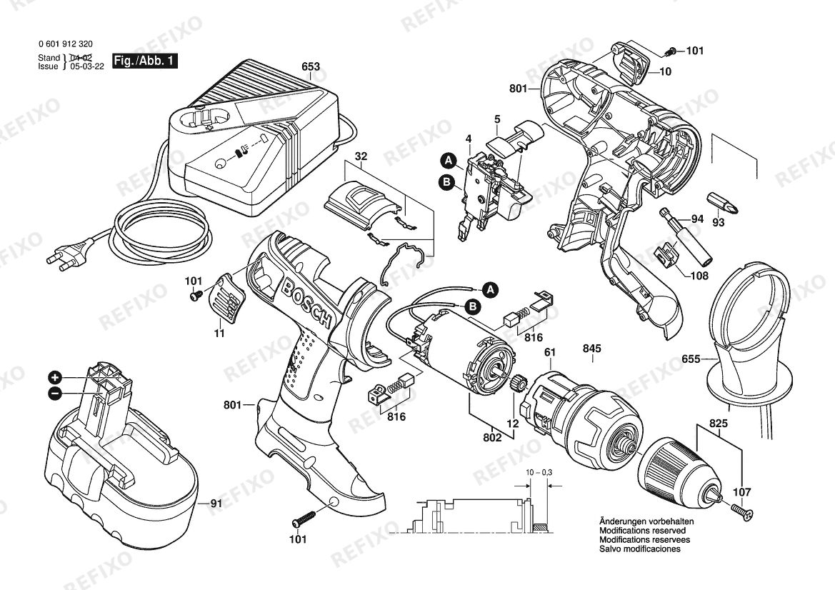 Bosch Аккумуляторный -Mittelgriffschrauber GSR 18 VE-2 | 18 V | 001 - EU (0 601 912 320) — схема запчастей