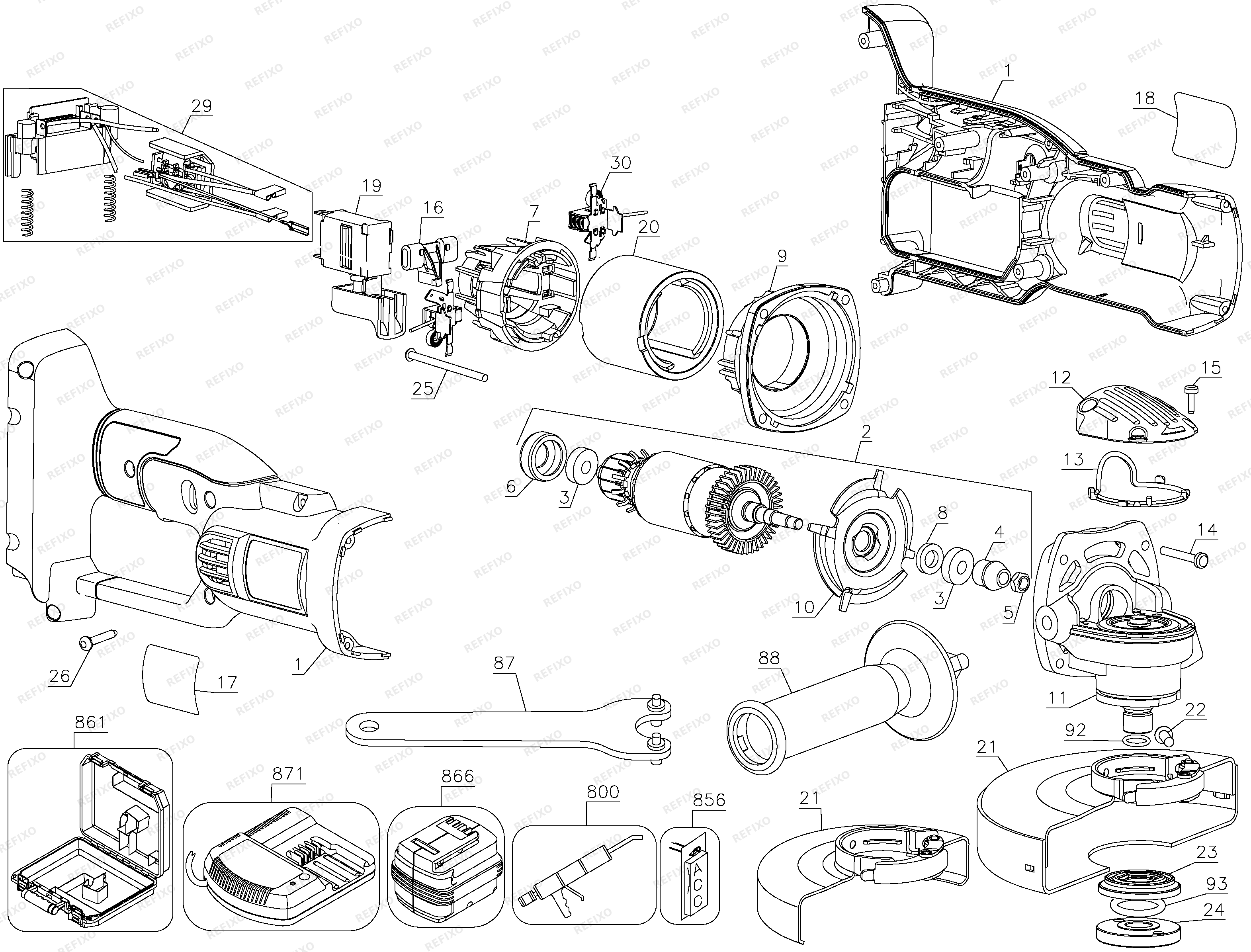 DeWalt 28V NANO SAG DC413KL — схема запчастей