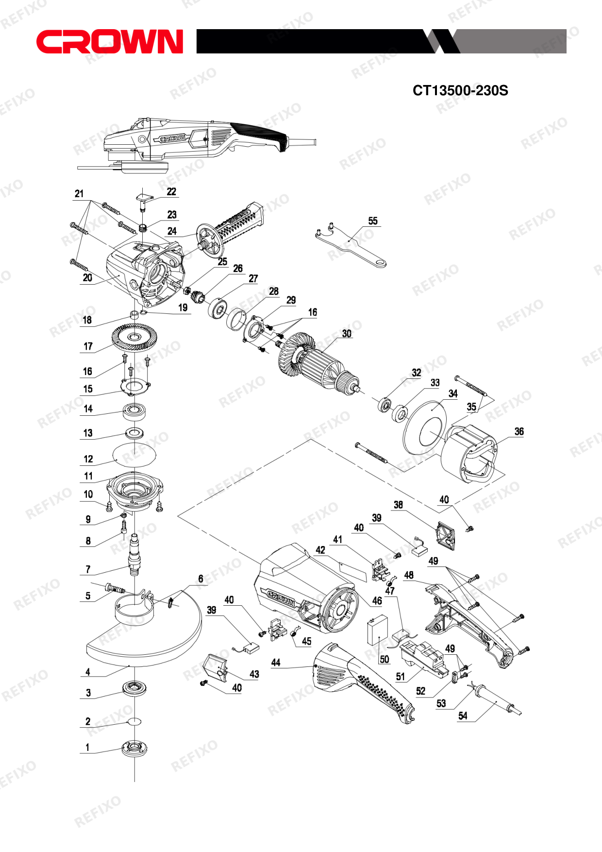 CROWN CT13500 230S — схема запчастей