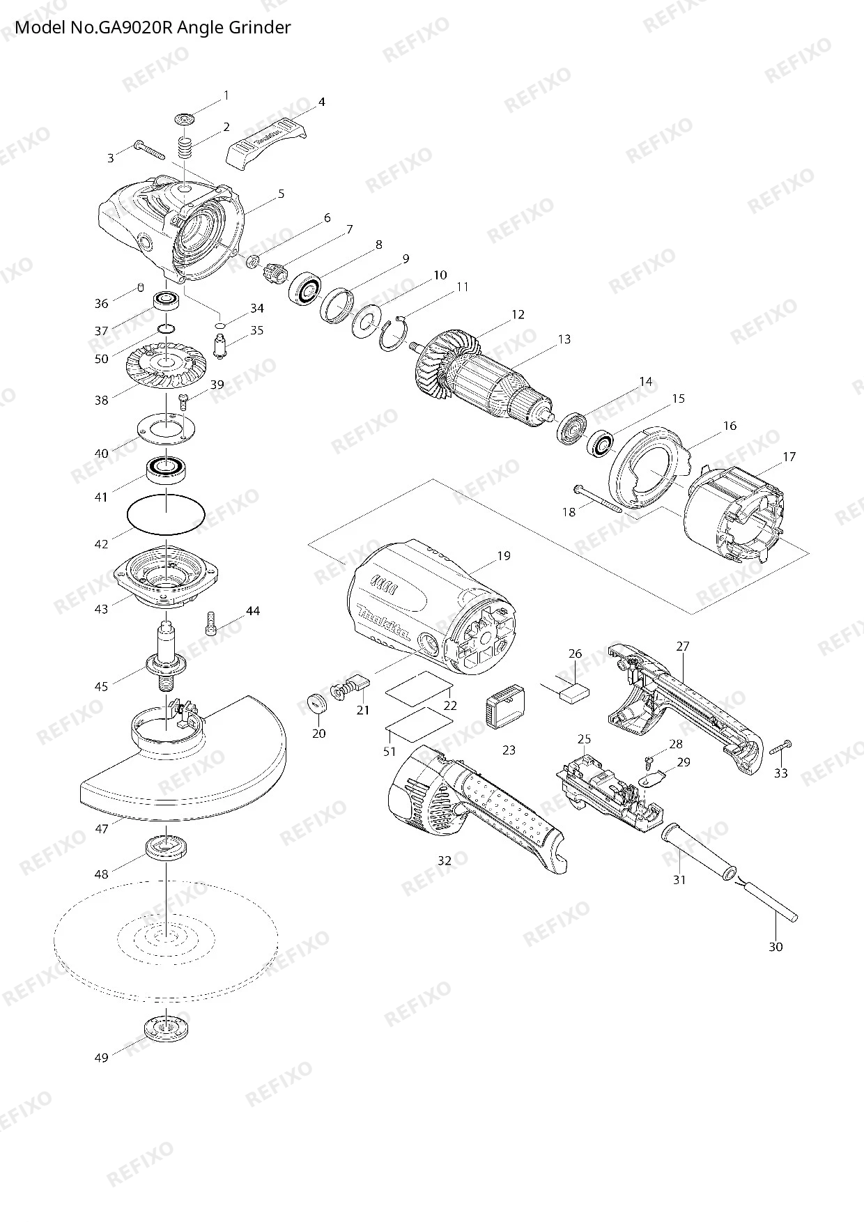 MAKITA GA9020R — схема запчастей
