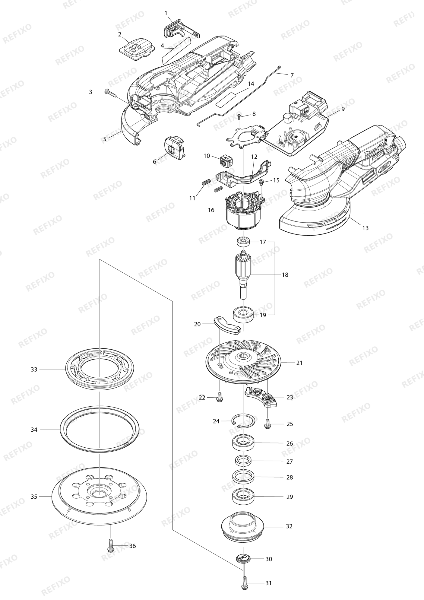 MAKITA BO003CG — схема запчастей