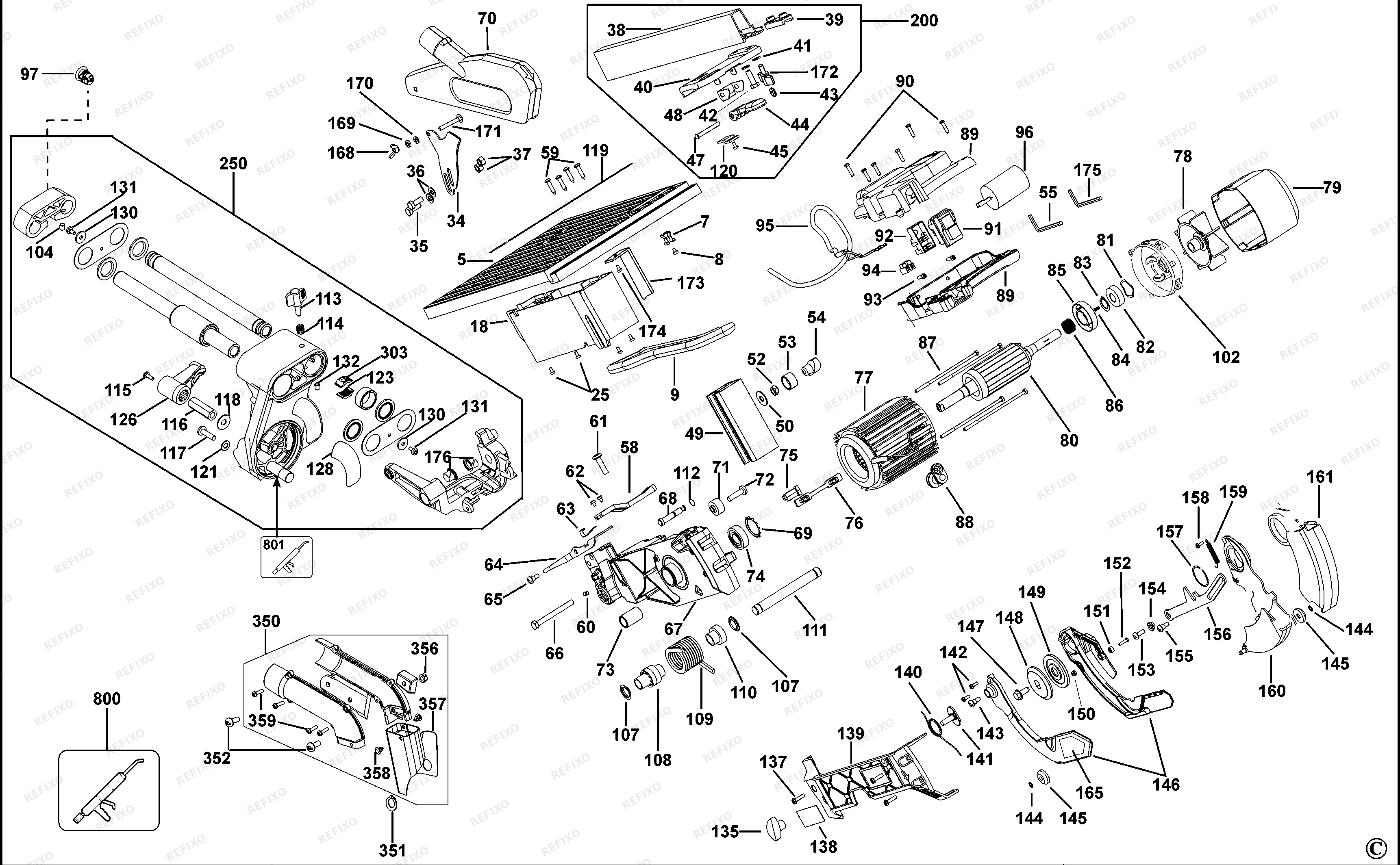 DeWalt УНИВЕРСАЛЬНАЯ ТОРЦОВОЧНАЯ ПИЛА D27111 — схема запчастей