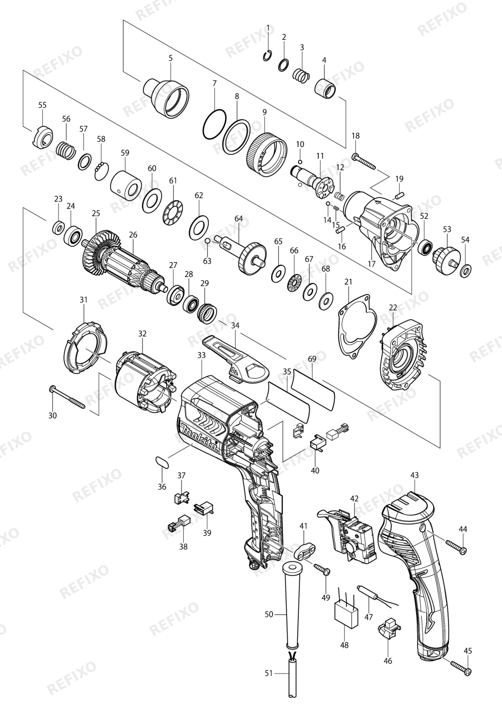 MAKITA FS2701 — схема запчастей