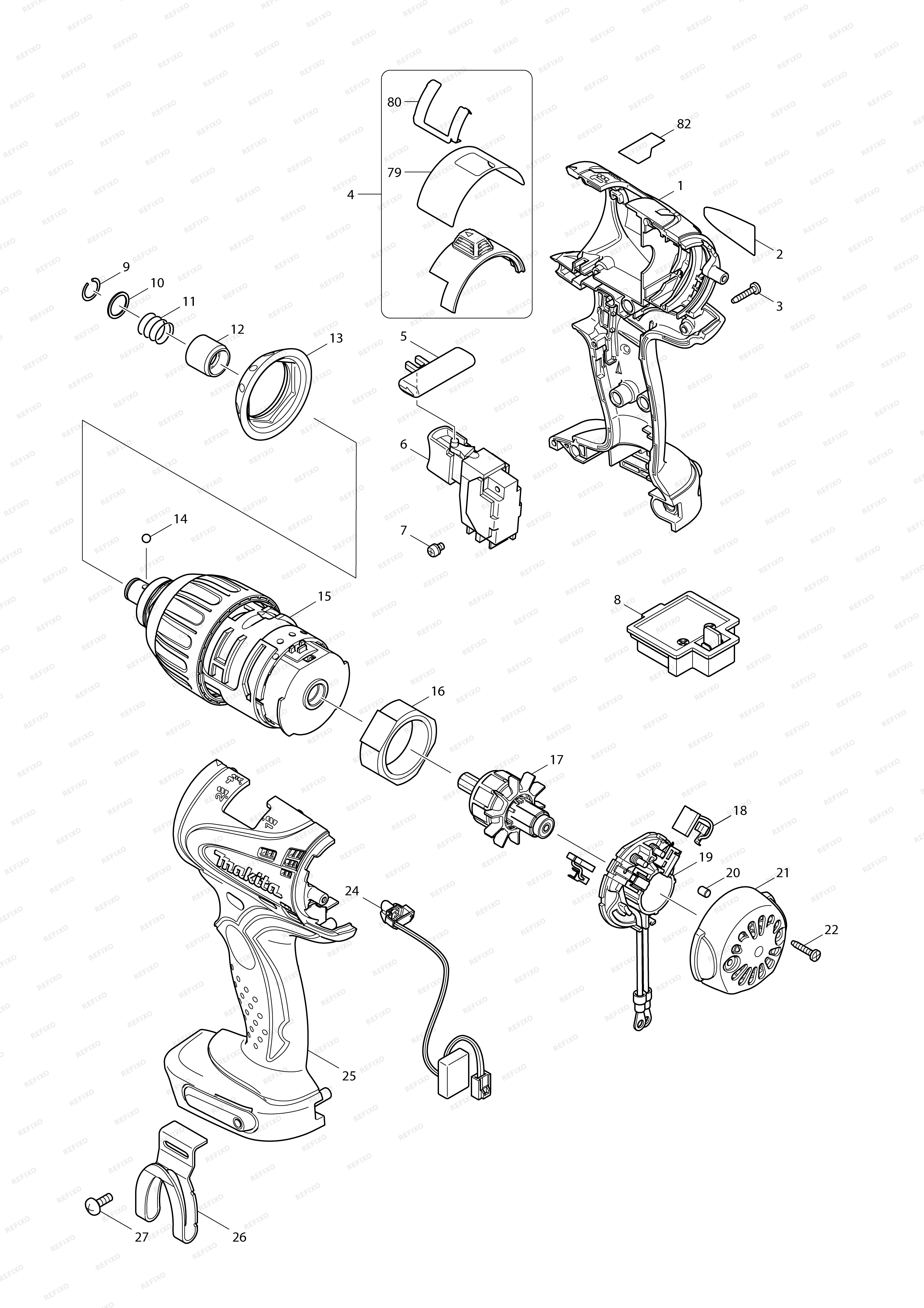 MAKITA BTP130 — схема запчастей