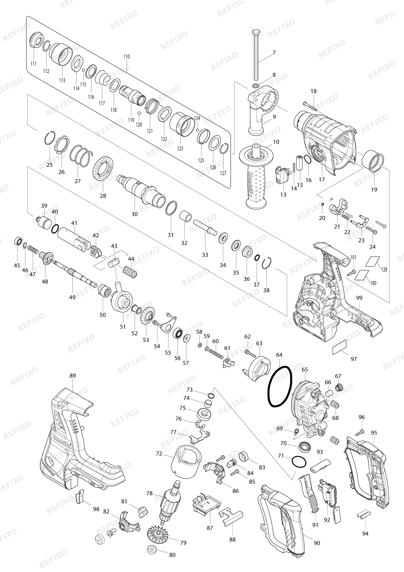 MAKITA BHR261T — схема запчастей