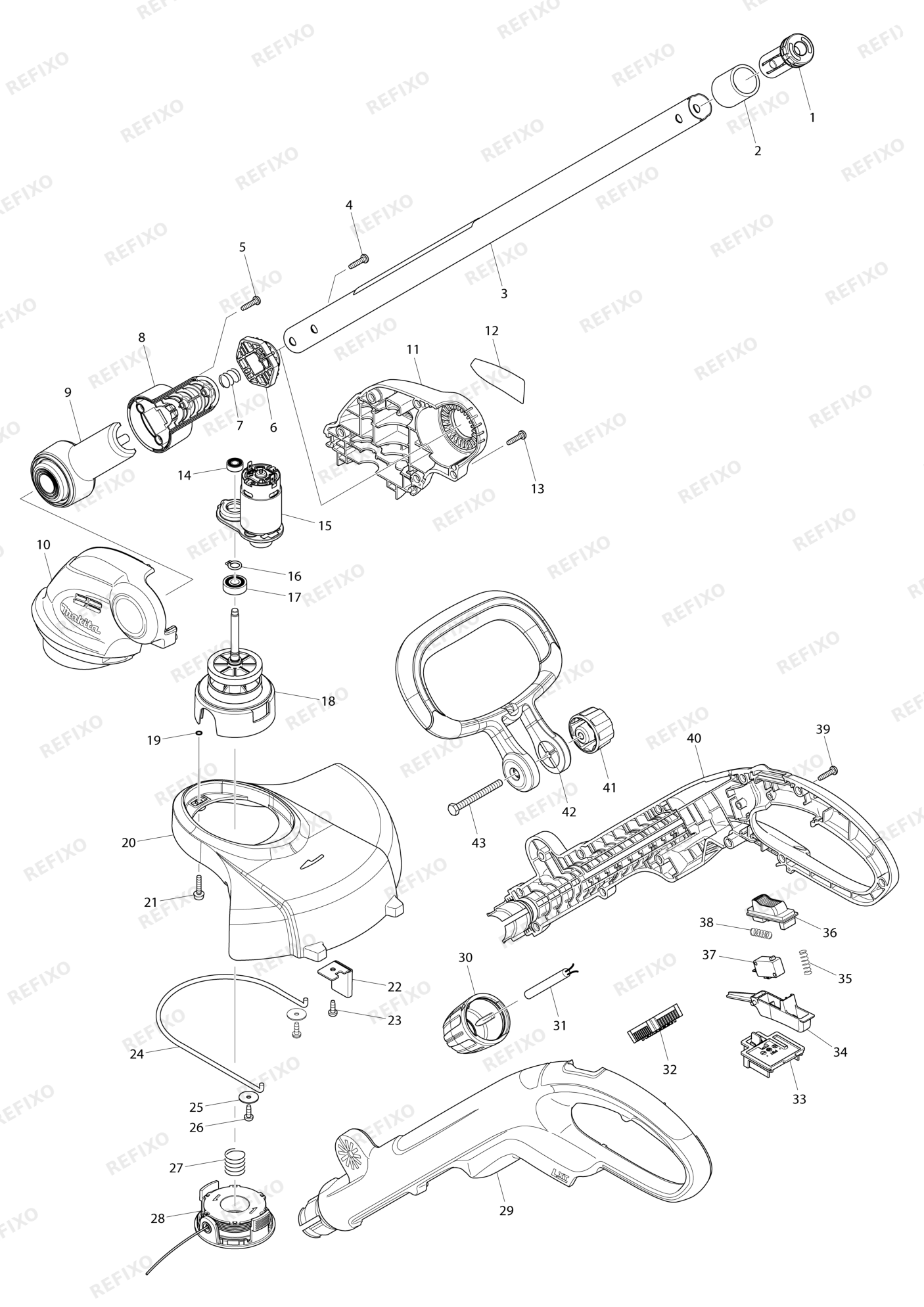 MAKITA DUR181 — схема запчастей