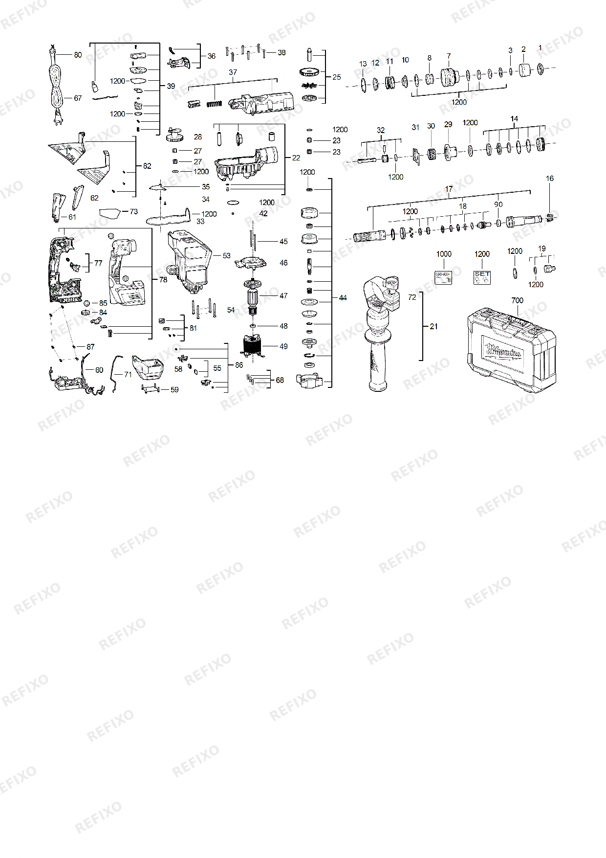MILWAUKEE K850S IN2 4933464896 4000469880 — схема запчастей