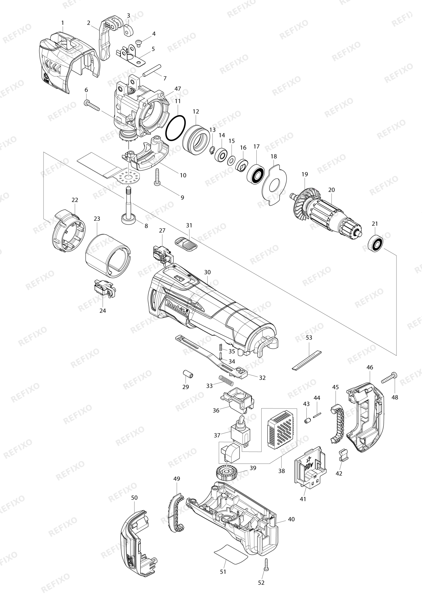 MAKITA DTM51 — схема запчастей