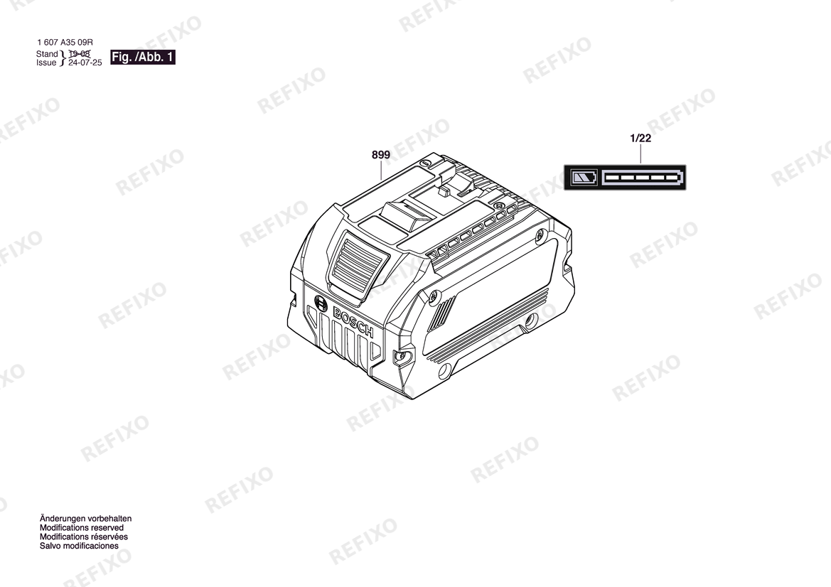 Bosch Аккумуляторный -Paket ProCORE18V 5,5Ah UNI | 18 V (1 607 A35 0LR) — схема запчастей