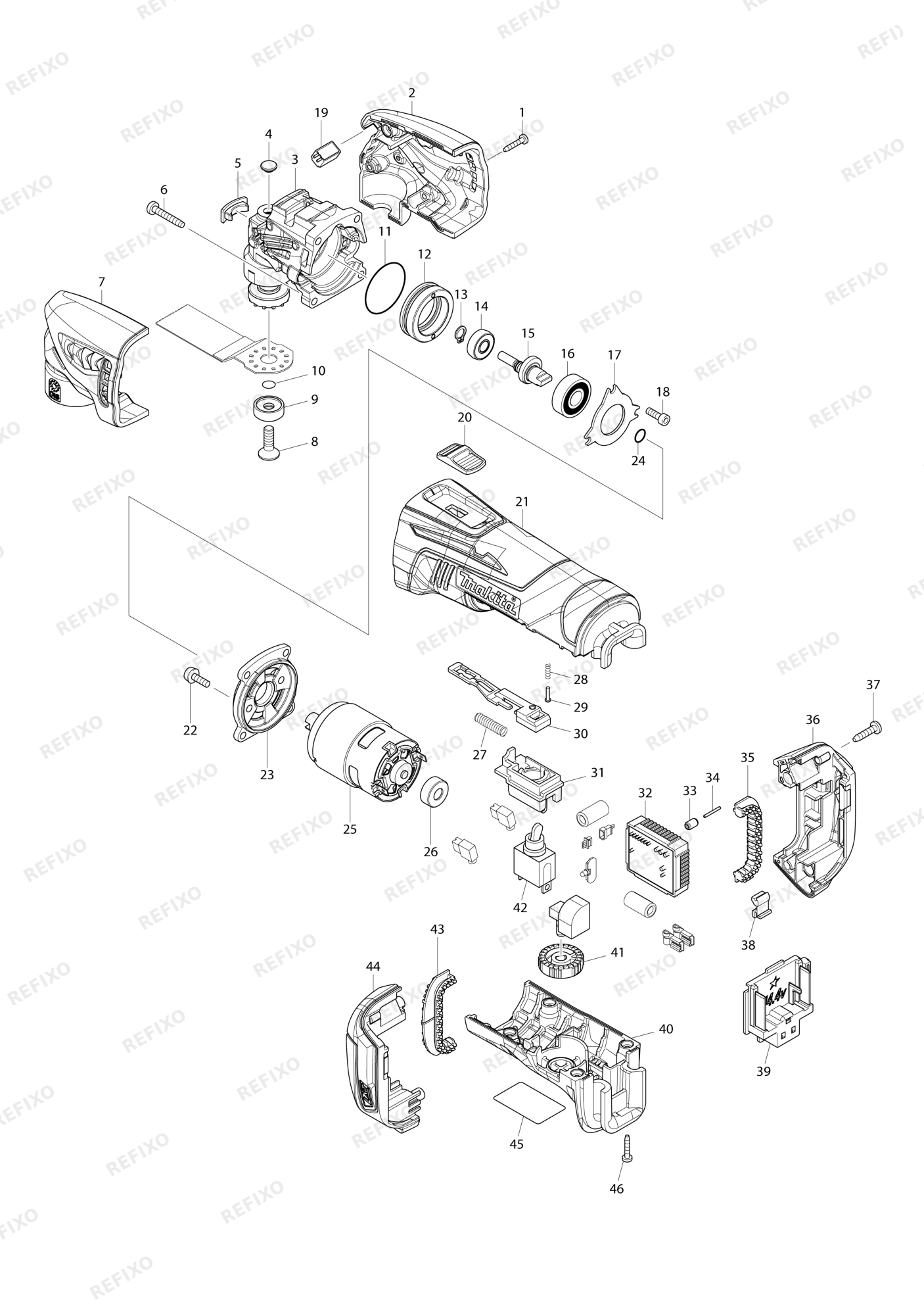MAKITA BTM40 — схема запчастей
