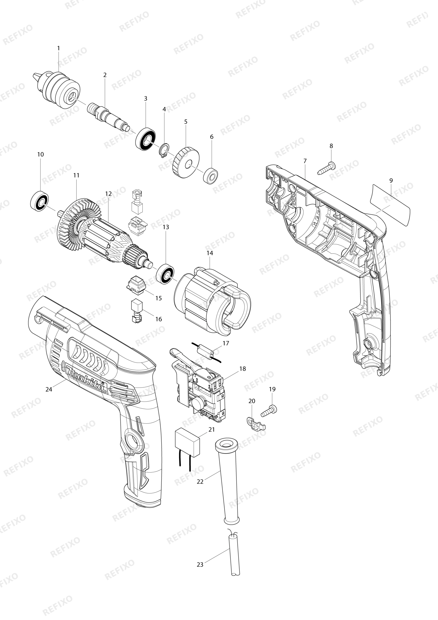 MAKITA DP2010 — схема запчастей