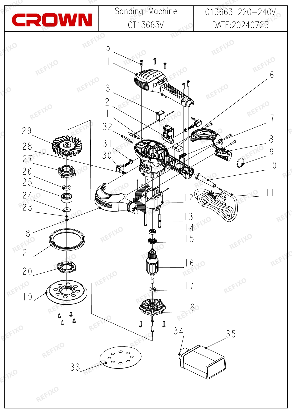 CROWN CT13663V — схема запчастей