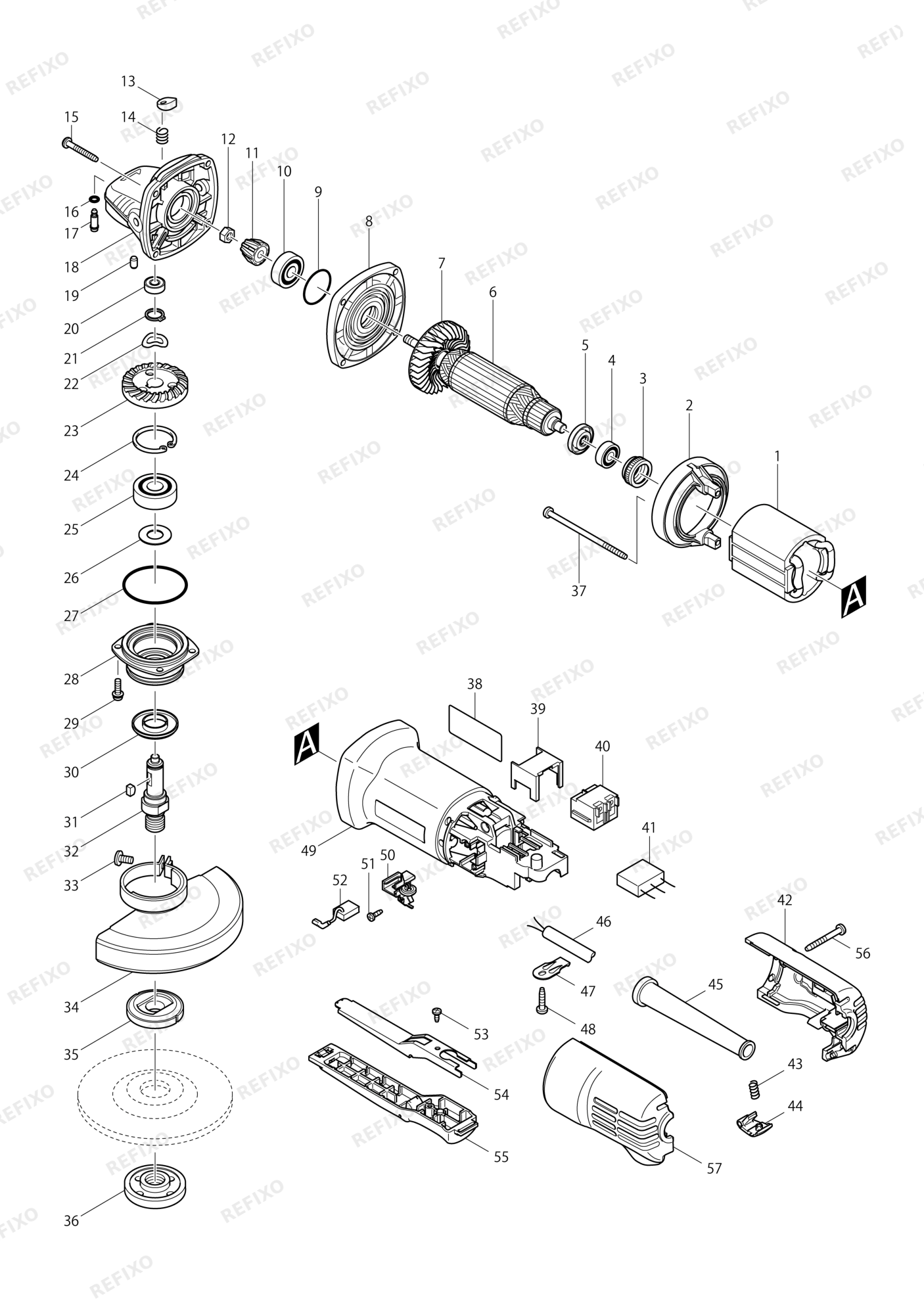 MAKITA 9558HP — схема запчастей