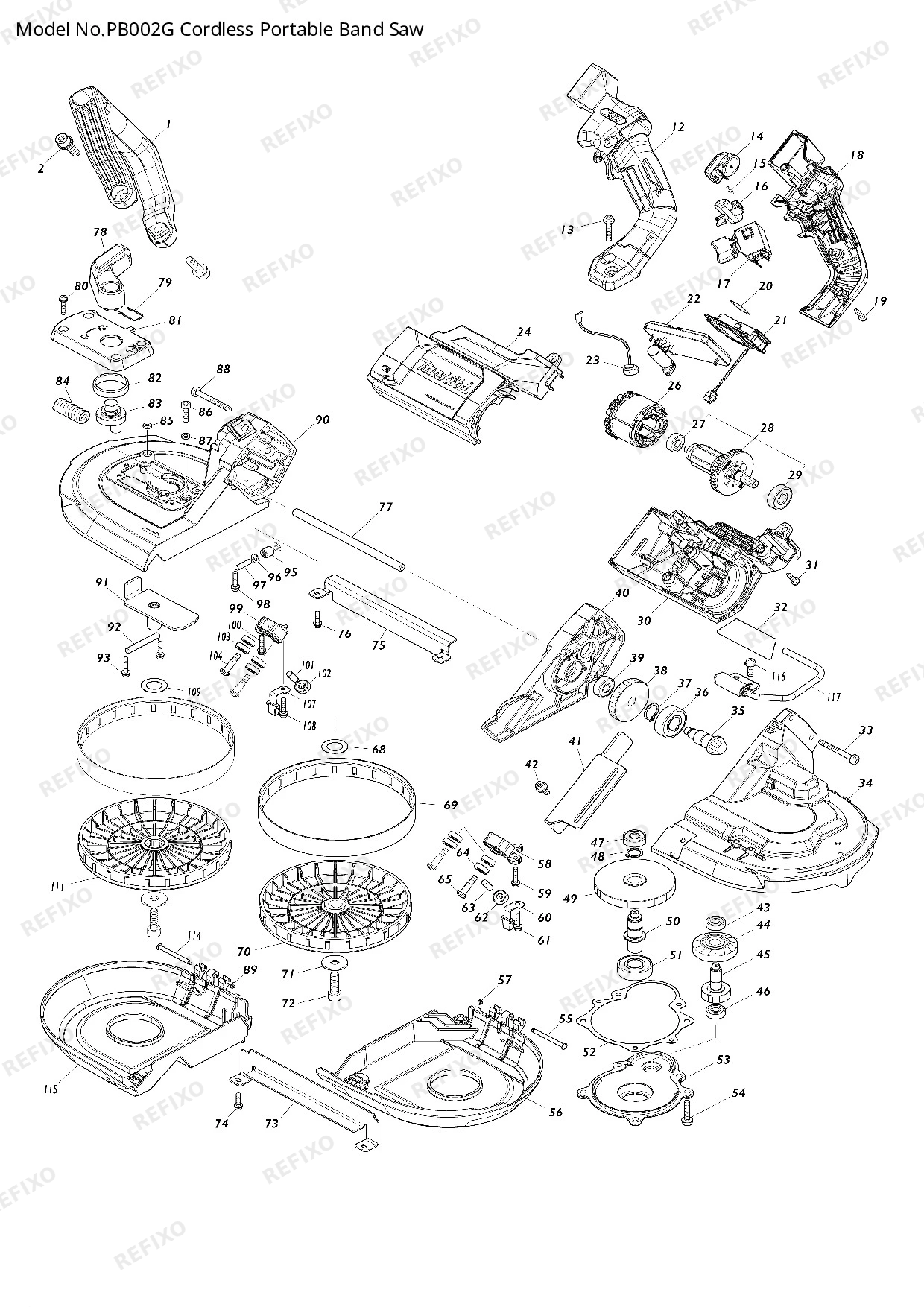MAKITA PB002G — схема запчастей