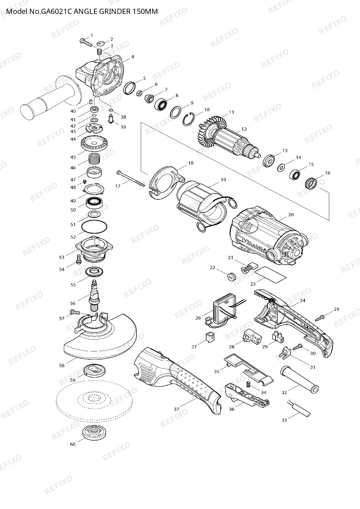 MAKITA GA6021C — схема запчастей