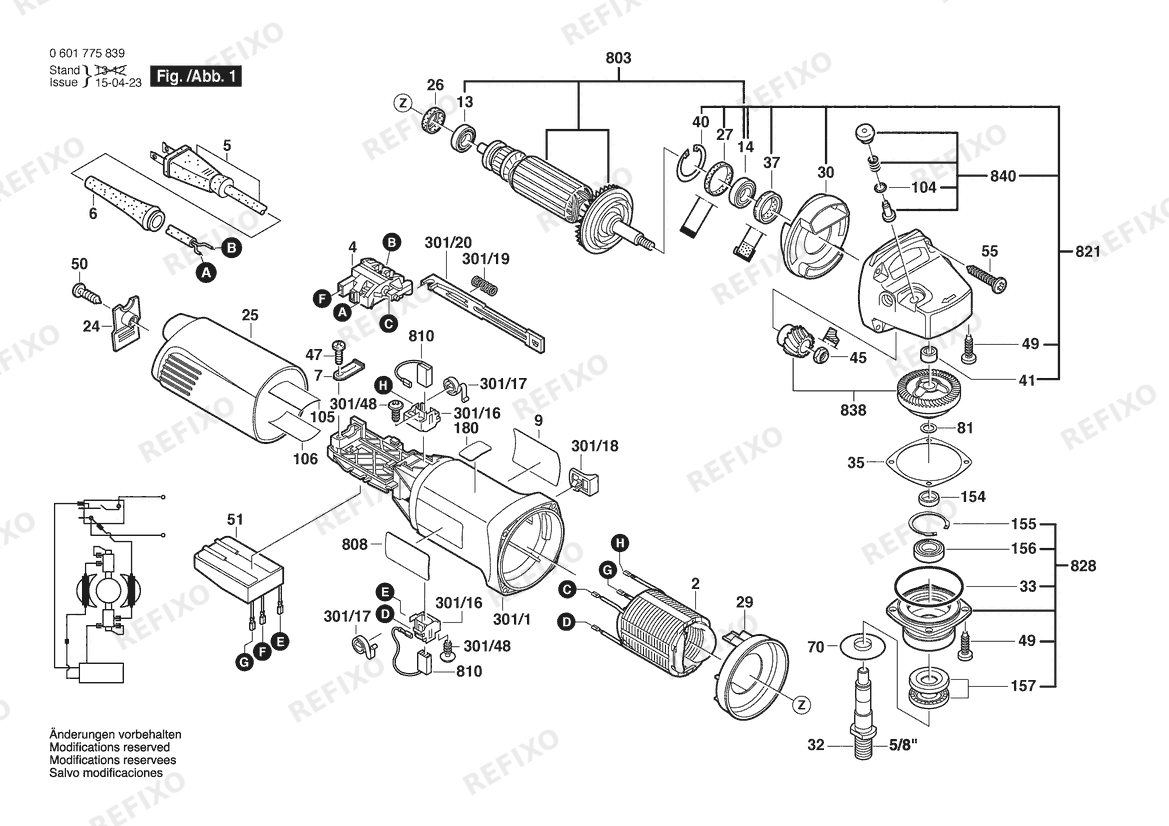 Bosch Antriebseinheit PA 500 | 120 V | 002 - USA, Canada (0 601 775 839) — схема запчастей