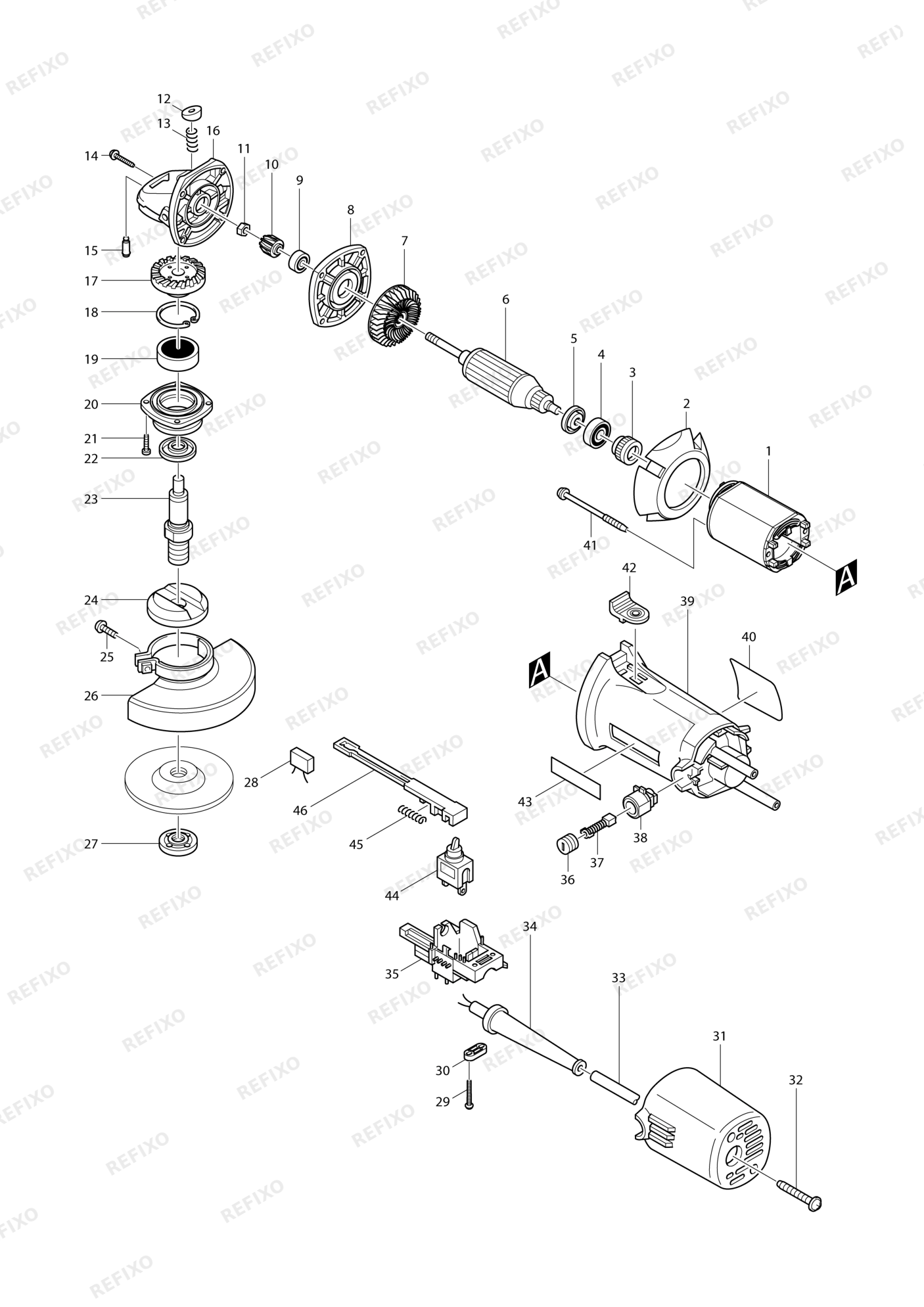 MAKITA 9521NB — схема запчастей